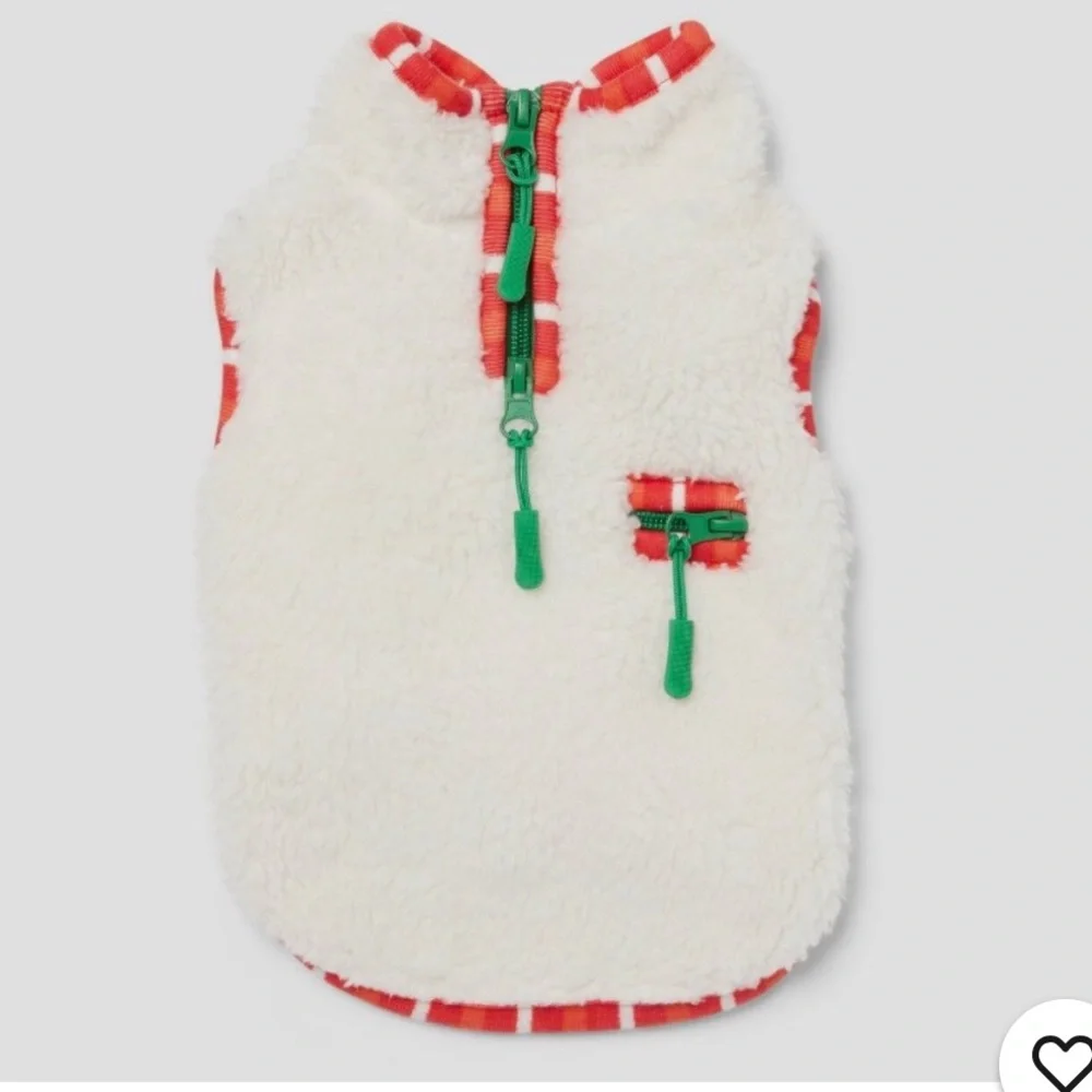 Wonderland Festive Red and White Pet Sweater Size Small